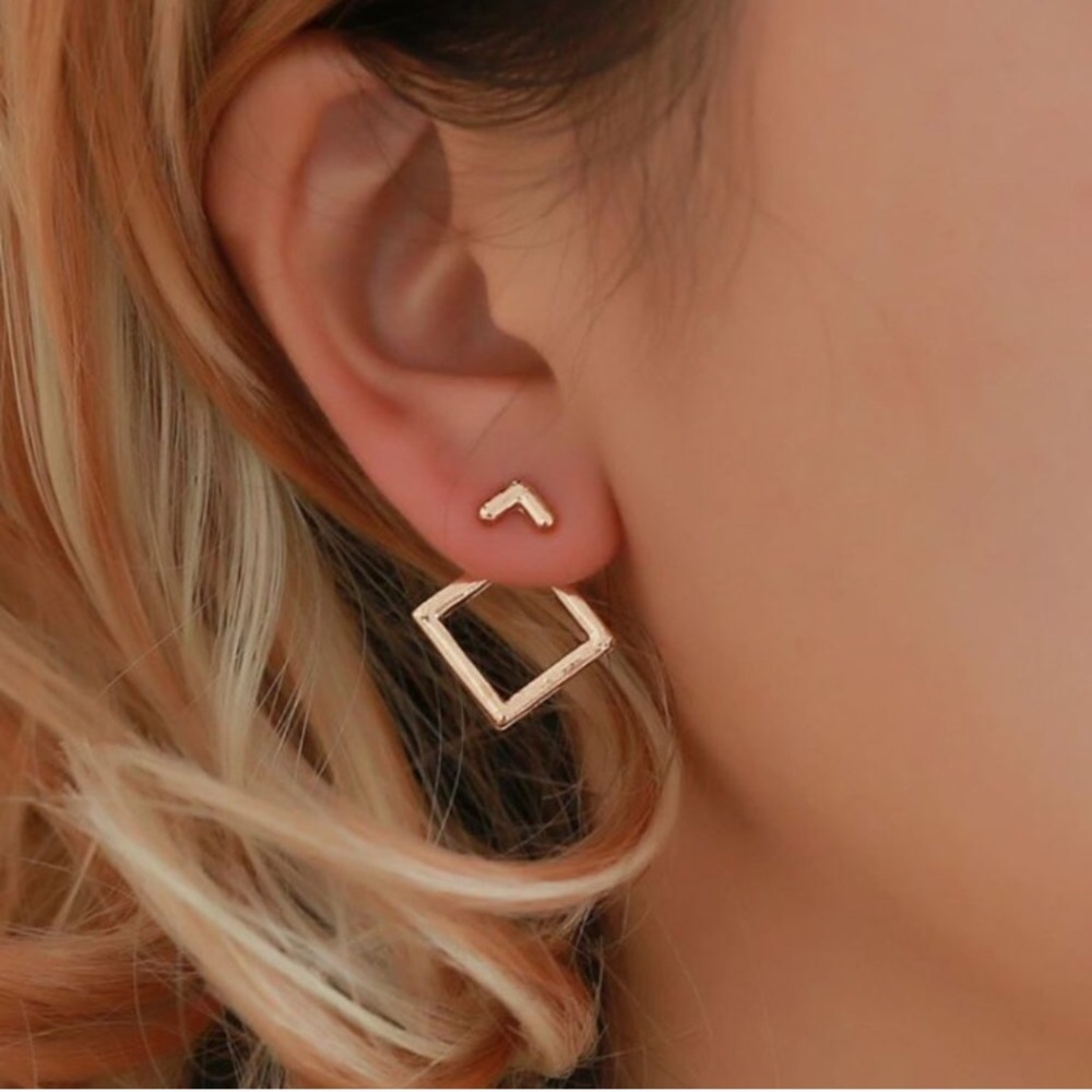 ⚜️𝟯𝟬%𝗢𝗙𝗙 𝗯𝘂𝗻𝗱𝗹𝗲𝘀 𝟯+⚜️ NEW Square Minimalist Jacket Earrings - Picture 1 of 7